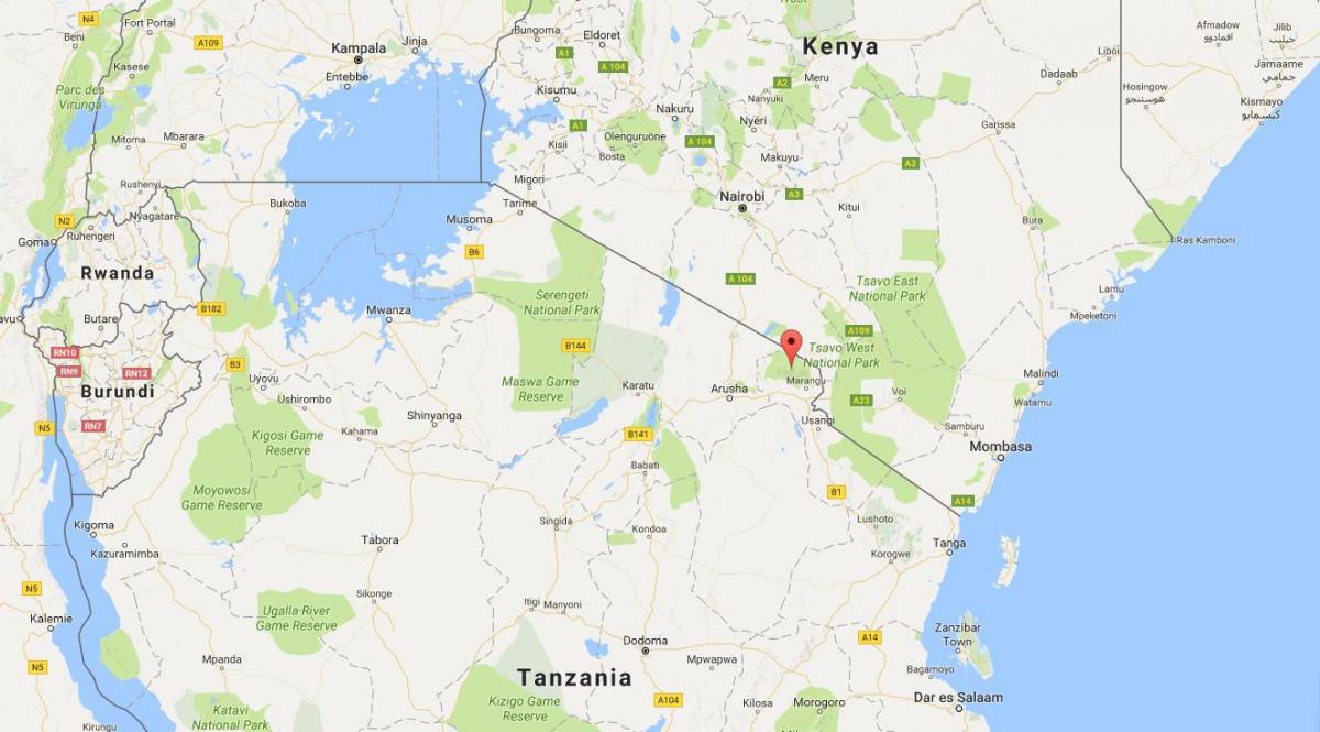 Tansania Position auf der Weltkarte anzeigen
