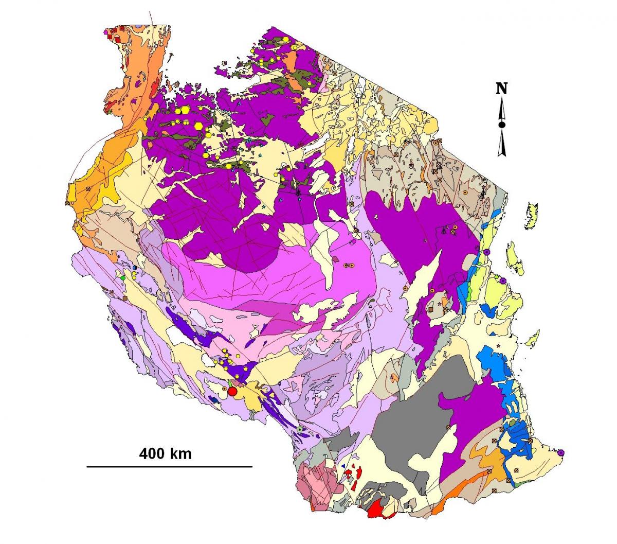 Karte von Tansania geologische