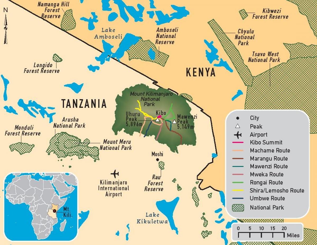Karte von Tansania, kilimanjaro