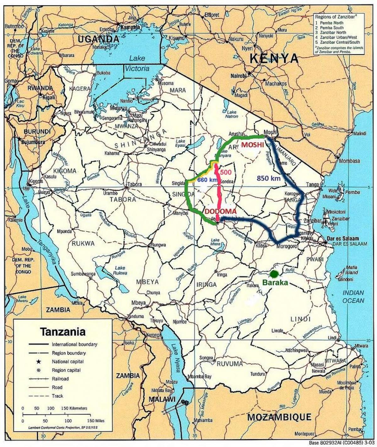 Tansania road network map