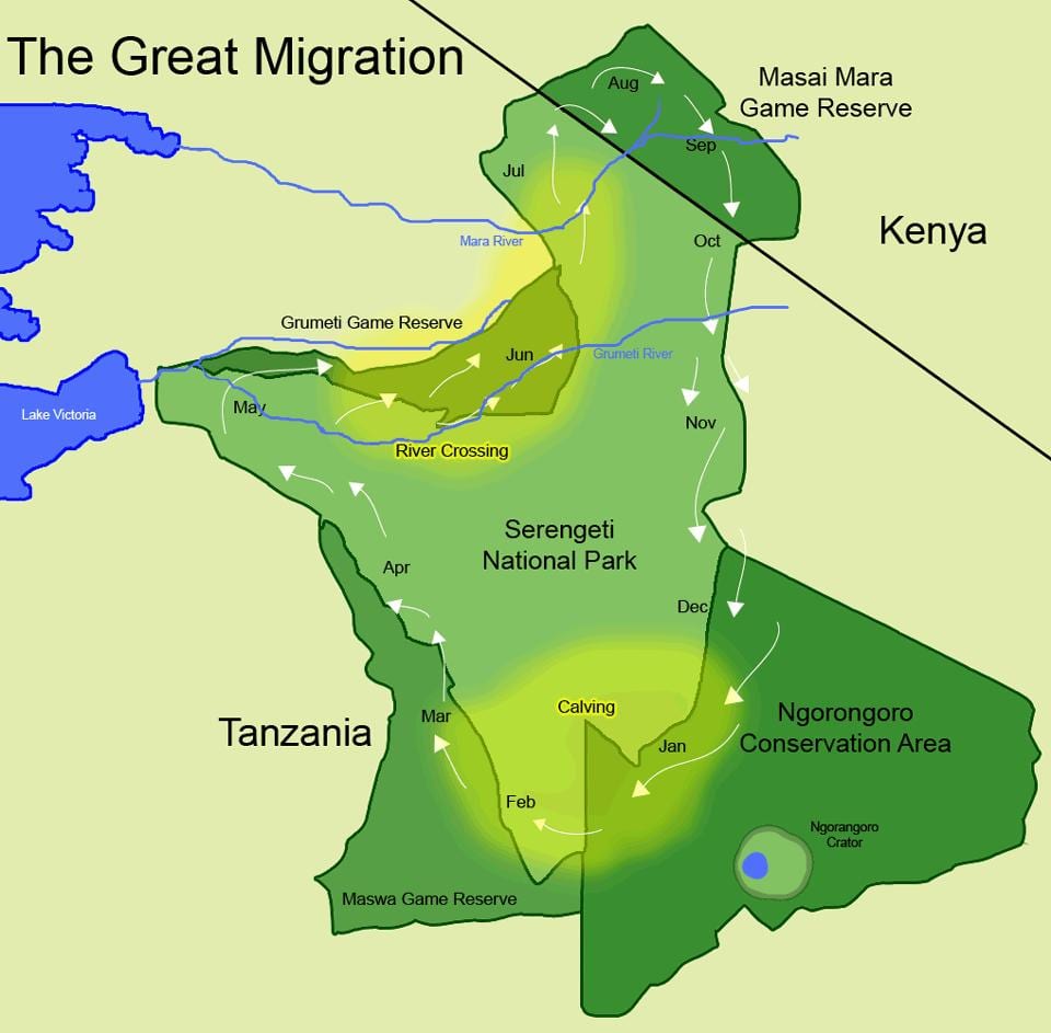 Karte von Tansania migration 