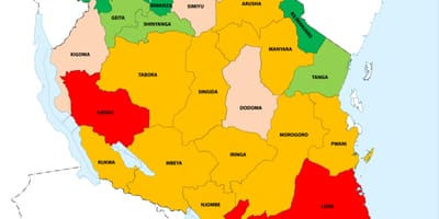 Tansania-Bevölkerung Dichte Karte