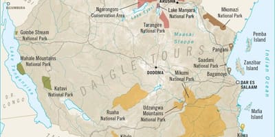 Karte von Tansania Wildparks